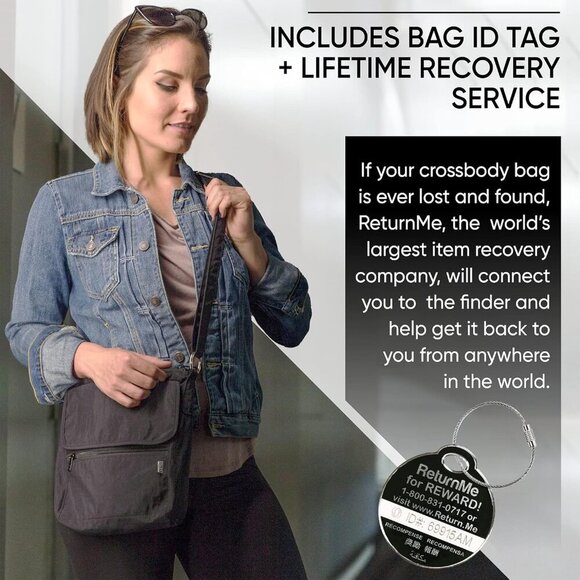 Crossbody Travel Purse with RFID Blocking Pocket and Lifetime Recovery Service. - Picture 7 of 8